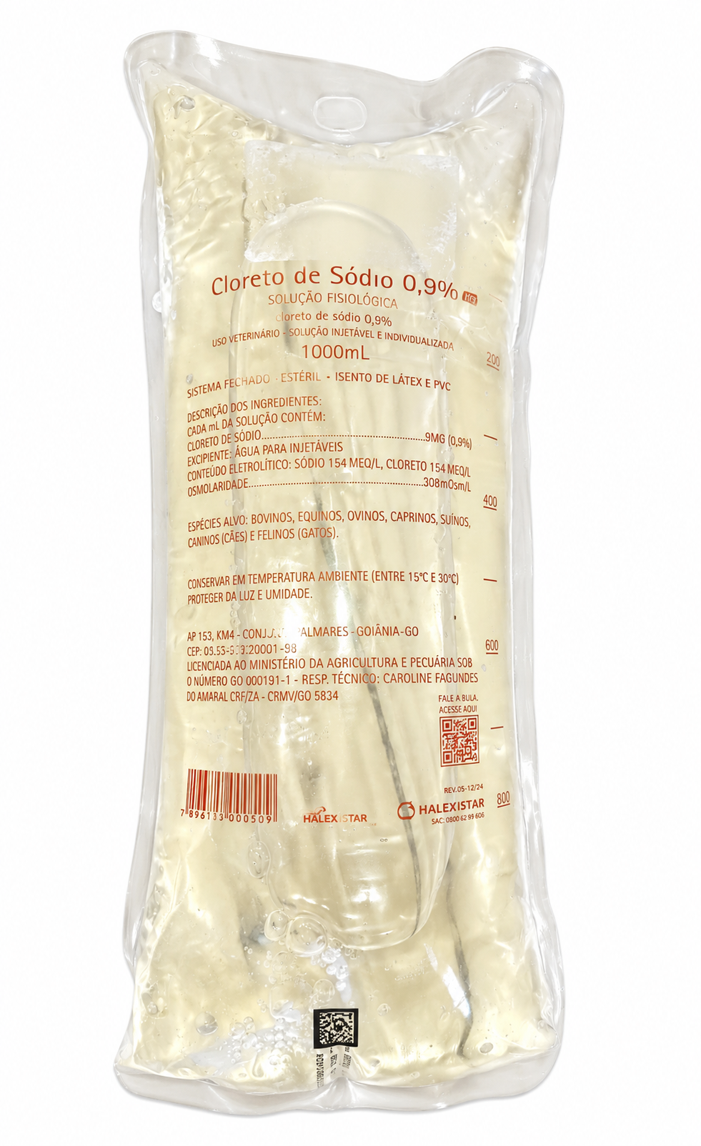 CLORETO DE SÓDIO 0,9 % 1 LT - SOLUÇÃO FISIOLÓGICA
