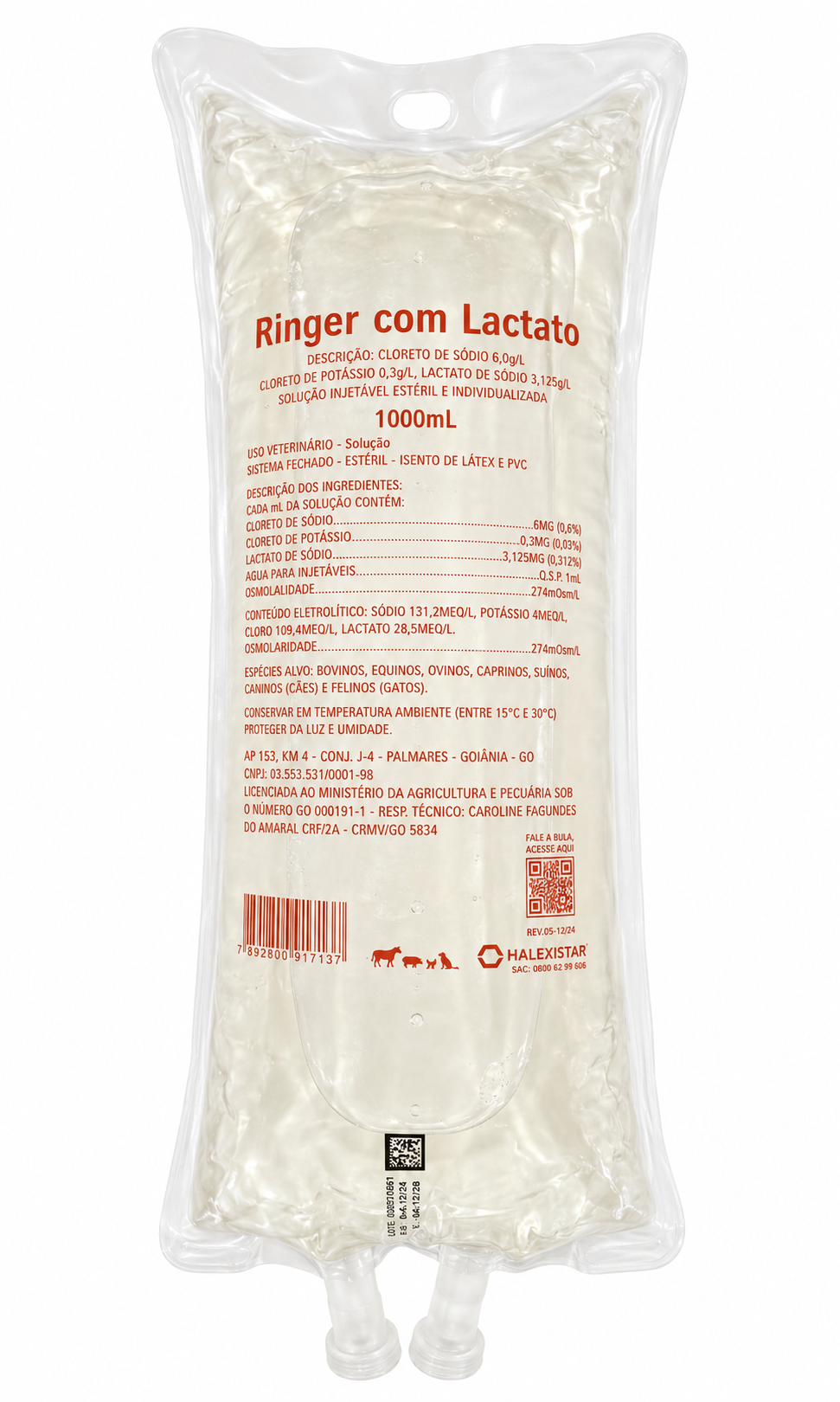 SORO RINGER COM LACTATO 1 LT
