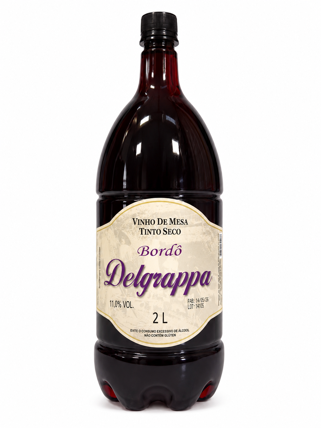 VINHO DE MESA TINTO SECO 2 LT DELGRAPPA