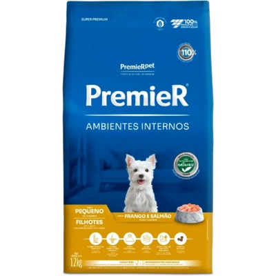 PREMIER AMB. INTERNOS FRANGO E SALMÃO CÃES FILHOTES 12 KGS