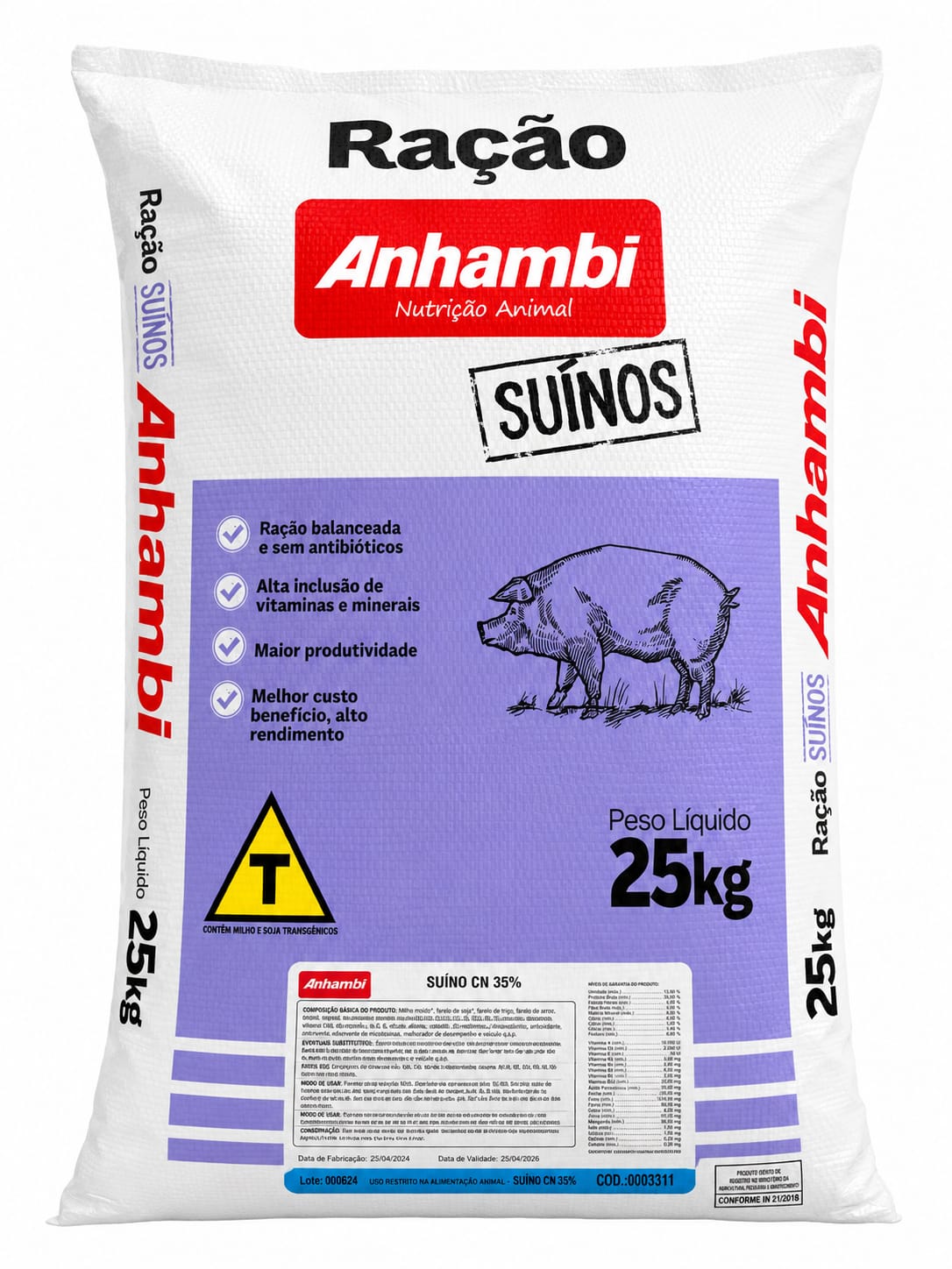 ANHAMBI CONCENTRADO SUÍNO 35% 25 KGS