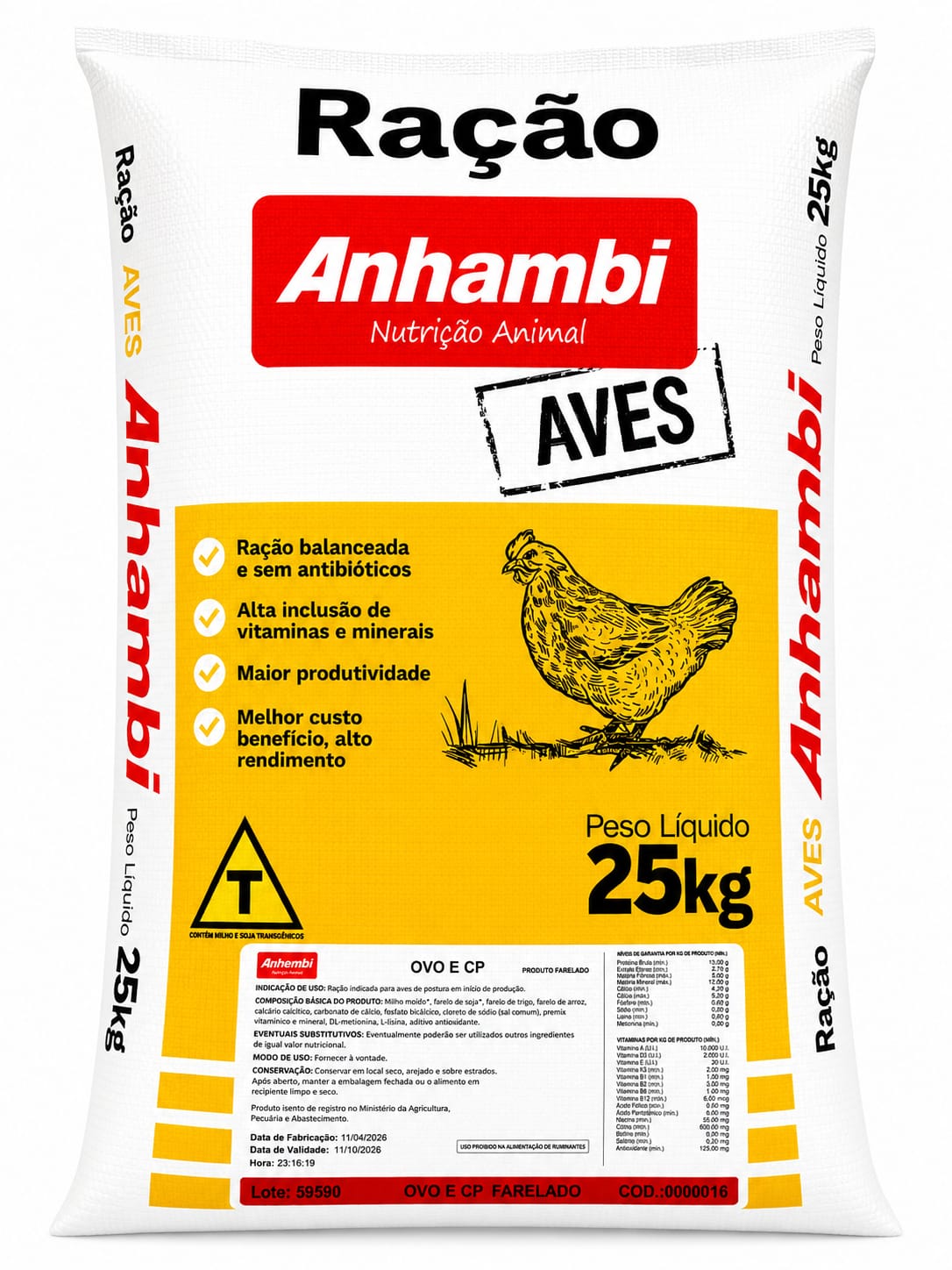 ANHAMBI OVO CP - FARELADA 25 KGS (RAÇÃO PRONTA)