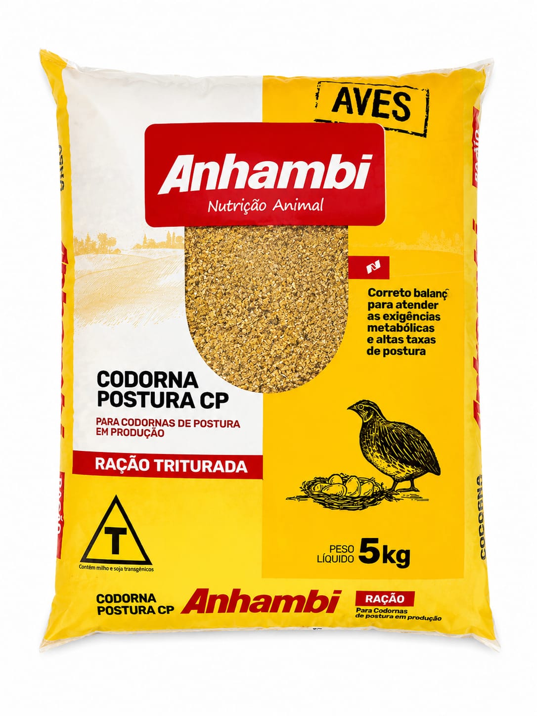 ANHAMBI CODORNA POSTURA TRITURADA 5 KGS (RAÇÃO PRONTA)