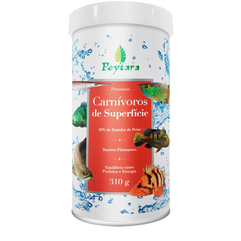 RAÇÃO POYTARA PREMIUM CARNÍVOROS DE SUPERFÍCIE 310g