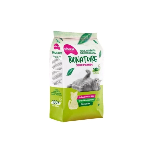AREIA HIGIÊNICA BIODEGRADÁVEL GRANUMLADO DE MANDIOCA BIONATURE SUPER PREMIUM GRÃO MEDIOS 4KG
