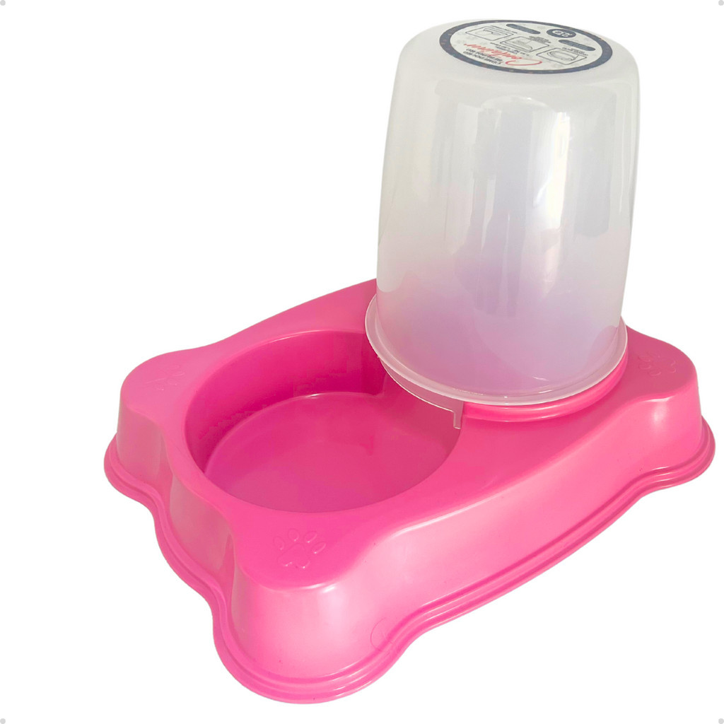 COMEDOURO E BEBEDOURO CONTAINER AUTOMÁTICO 2D PET ROSA