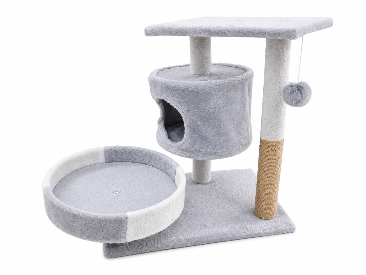 ARRANHADOR PARA GATOS COM TOCA E SISAL - CINZA