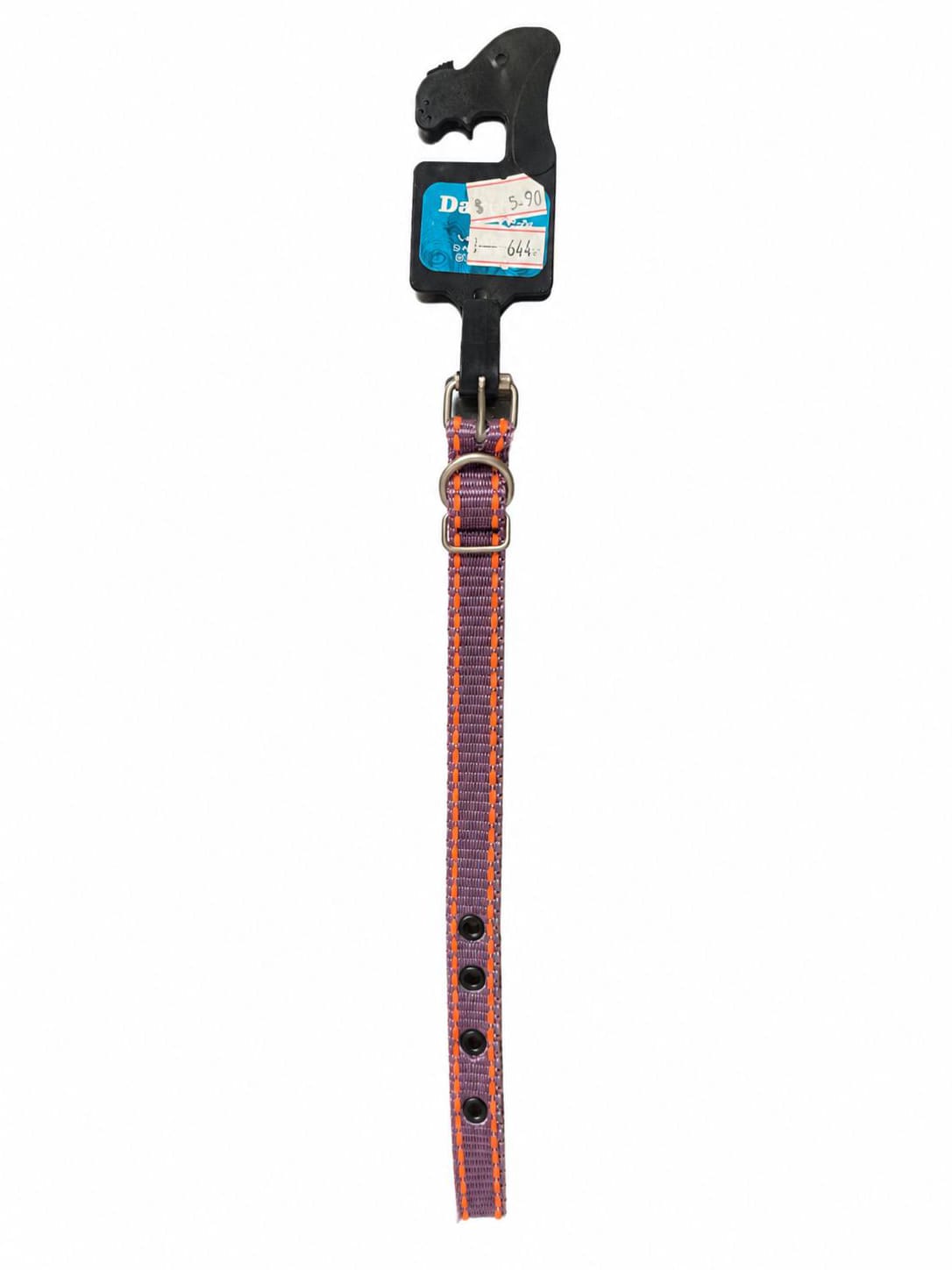COLEIRA NYLON SIMPLES N2- 36CM (ROXA COM COSTURA LARANJA)