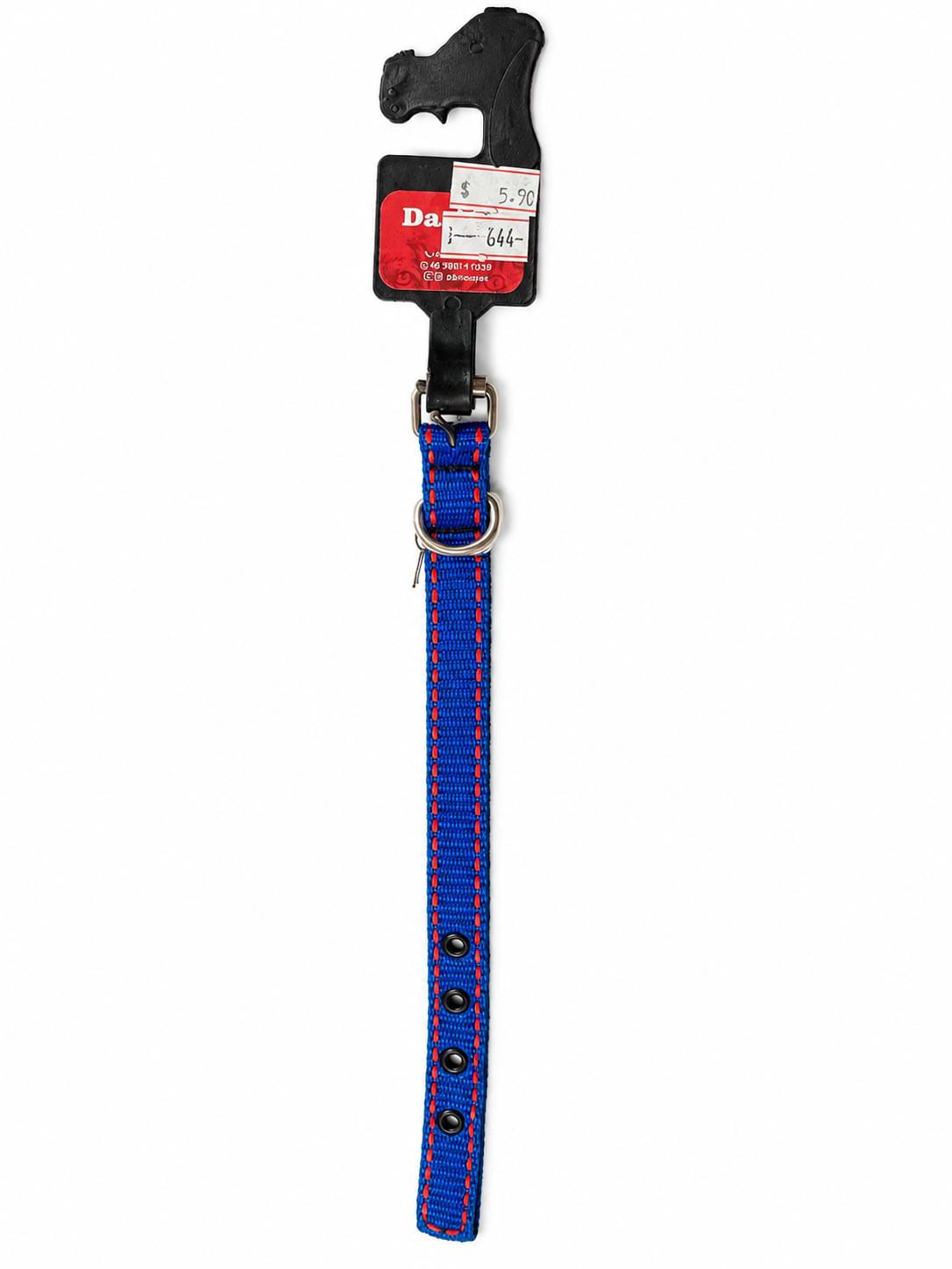 COLEIRA NYLON SIMPLES N0- 28CM (AZUL COM COSTURA VERMELHA)