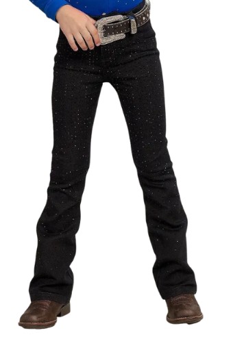 CALÇA FLARE FEMININA INFANTIL PRETA COM BRILHO