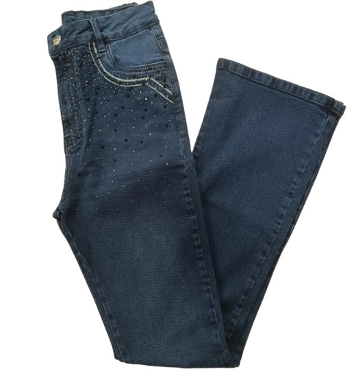 CALÇA FLARE FEMININA BORDADA COM BRILHO CINTURA ALTA- TAMANHO 40