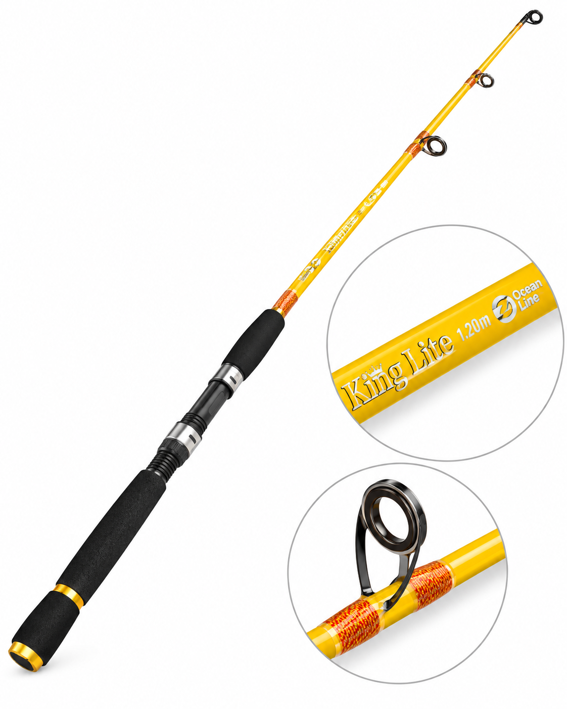 VARA MOLINETE KING LIFE 2P 1530LBS 1,20M- AMARELO E PRETO
