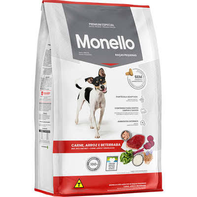 MONELLO ADULTOS RAÇAS PEQUENAS CARNE ARROZ E BETERRABA 15 KGS