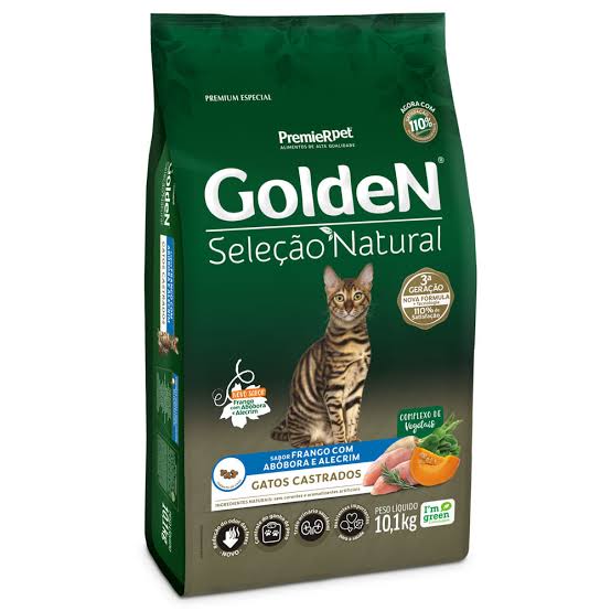 GOLDEN GATOS CASTRADOS SELEÇÃO NATURAL FRANGO COM ABÓBORA E ALECRIM 3,0 KGS