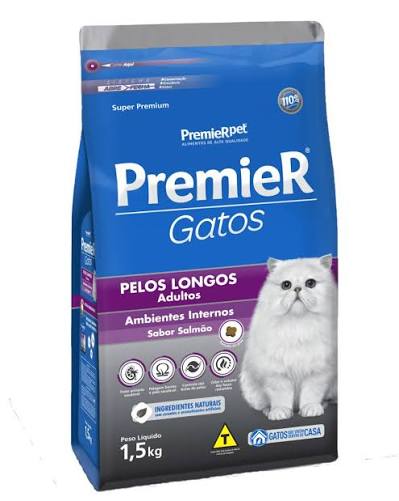 PREMIER GATOS ADULTOS PELOS LONGOS SALMÃO 1,5 KG