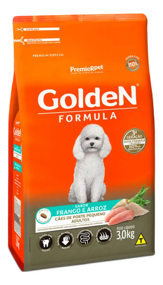 GOLDEN CÃES DE PEQUENO PORTE FRANGO E ARROZ  3 KGS